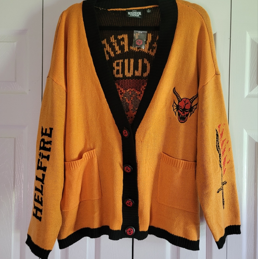 Netflix Hellfire Club Orange and Black Cardigan - XL